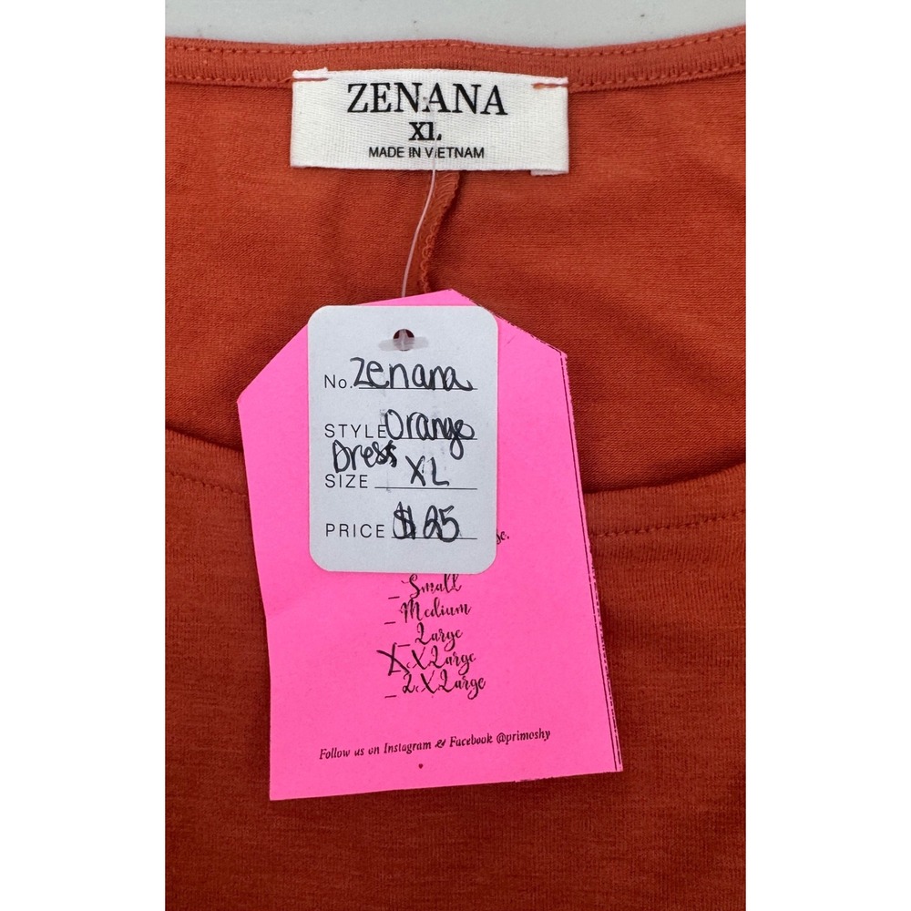 Zenana Terracotta Burnt Orange Short Sleeve T-Shirt Shift Dress Tunic XL pockets - Picture 5 of 7